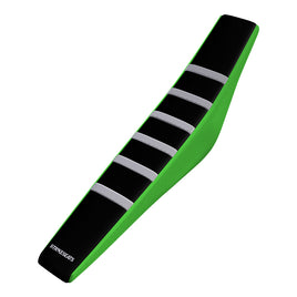 Strike seat Kawasaki KLX110 02-23/KX65 00-23 WHITE/BLACK/GREEN Gripper Ribbed Seat Cover